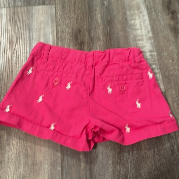 Ralph Lauren Pink Polo Girls Shorts White Embroidered Logo Print size 4 - Picture 3 of 6